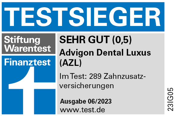 Advigon Tarif Dental Luxus für Zahnzusatzversicherungen – Testsieger Stiftung Warentest