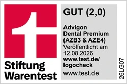 Siegel Stiftung Warentest 12.08.2026 - AZB3 & AZE4, Zahnzusatzversicherung, Testnote 2,0 Gut